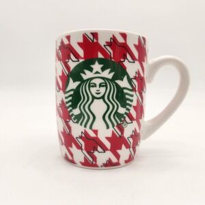 Starbucks‎ Mermaid 2017 Houndstooth Mug Red White Green Logo 10 oz Ceramic
